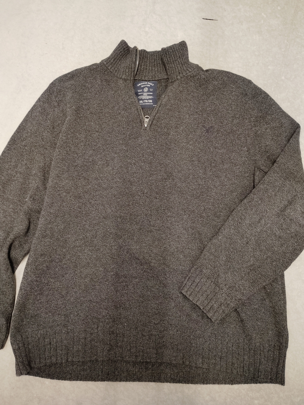 XXL Men's Quarter-Zip Knit Heavy Sweater - Charcoal Gray